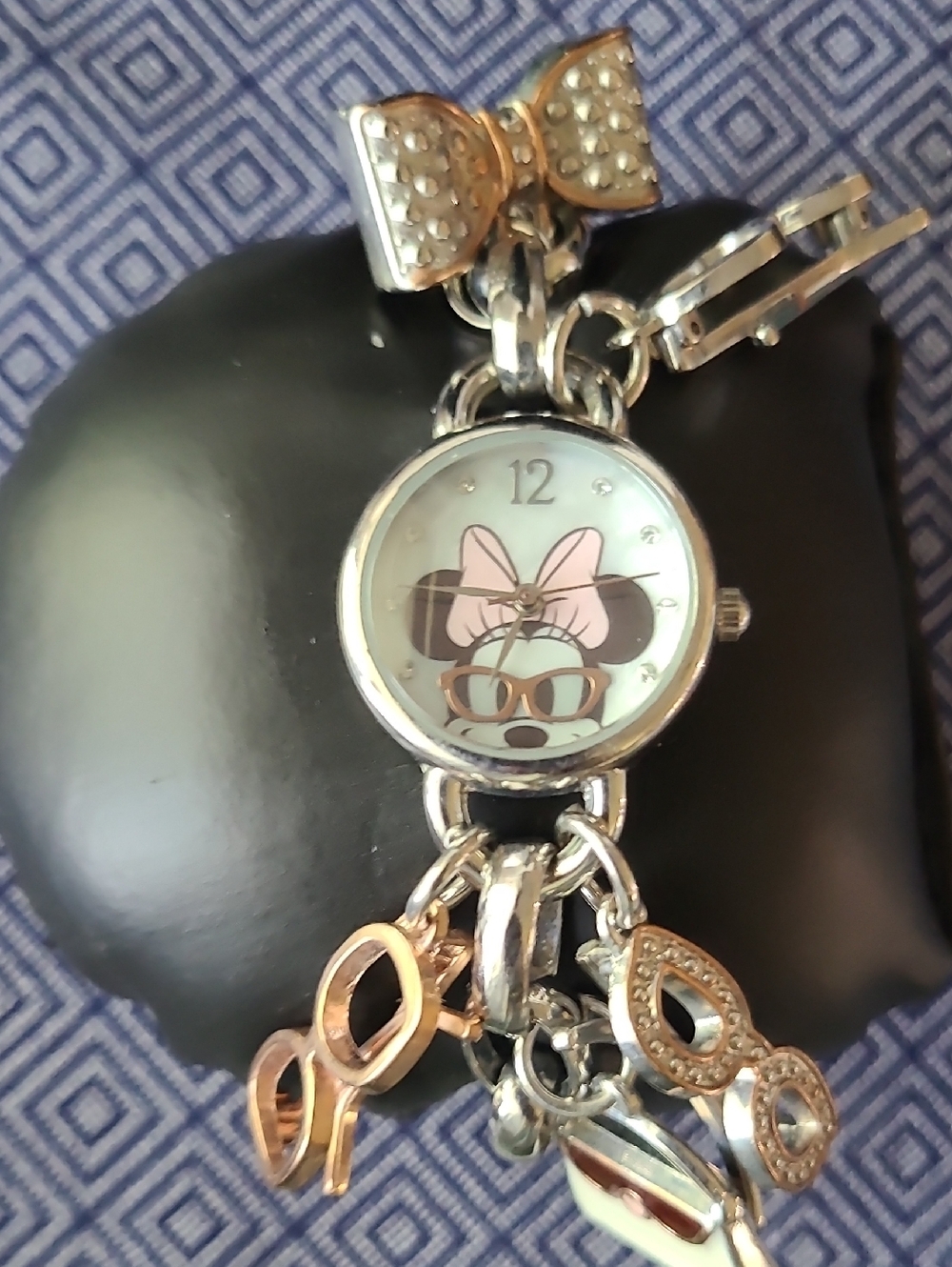 Minnie Mouse Charm Bracelet Watch - Silver with Pink Accents